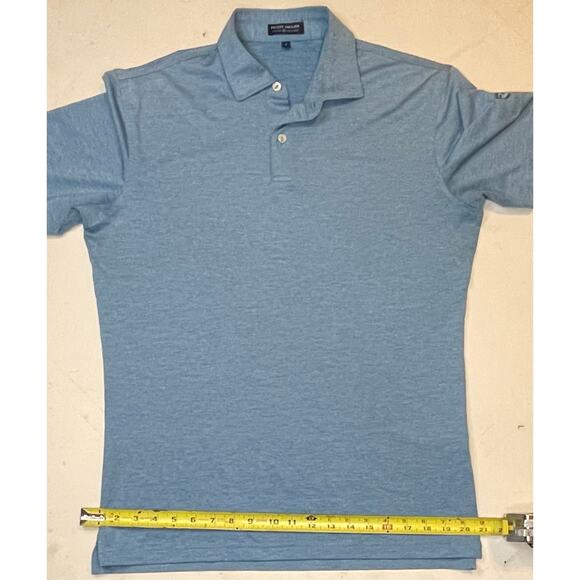 Peter Millar Crown Crafted Performance Polo Shirt Blue Heather Knit Sz Sm Golf - Picture 5 of 12